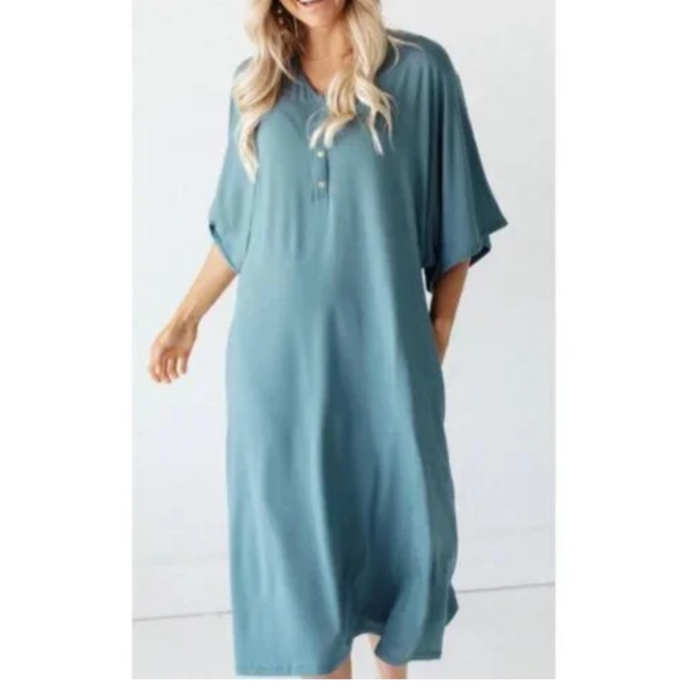 Dwell&Slumber Caftan in Cloud maternity, postpartum dress/lounge gown